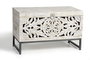 GINER Y COLOMER Buffet en bois de manguier et métal, sculpté à la main, finition blanc vieilli